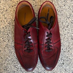 Magnanni Men’s Burgundy Leather Perforated Lace-Up Oxfords